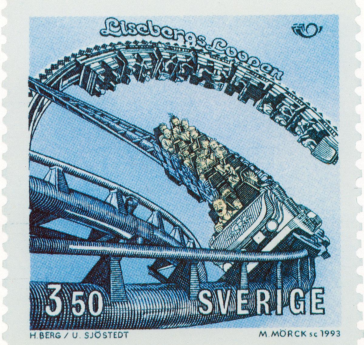 Lisebergsloopen som frimärke 1993.